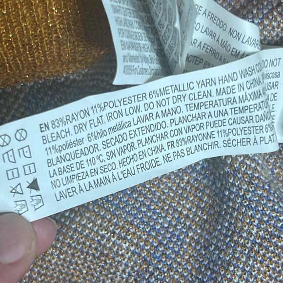 Forever 21 Size XL Retro 70s Flare Leg Stretch Pants Gold Glitter Geometric - Picture 8 of 9